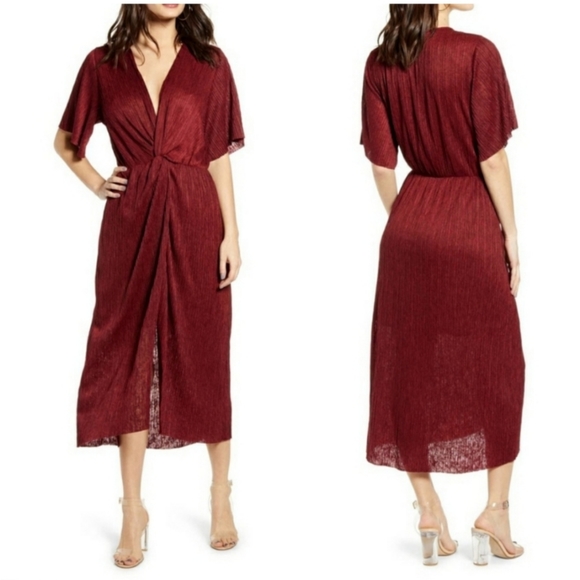 NWT All in Favor Dolman Plissé Midi Dress - Picture 2 of 6
